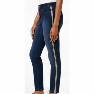 CHARTER CLUB Bristol Skinny Jean Gold Stripe Sze 8